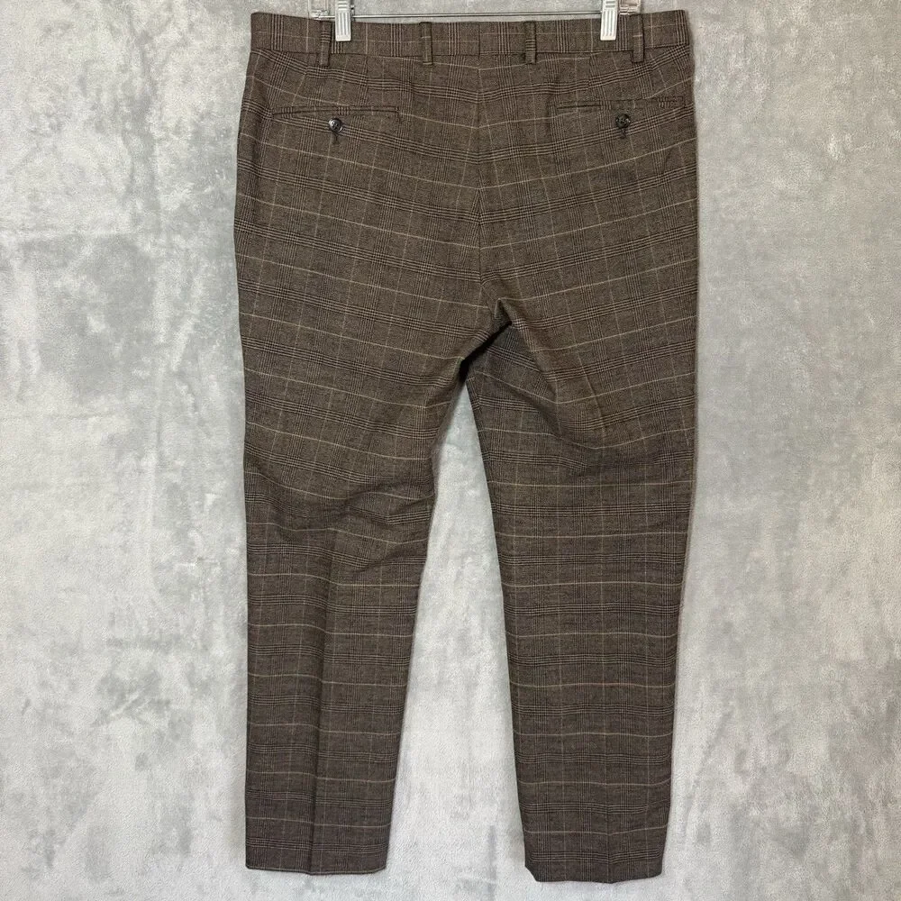 Lauren Ralph Lauren Dress Pants 36x30 (Inseam 28) Brown Glen Plaid Windowpane